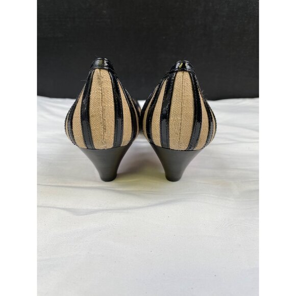 Alturo Chiang Women's Black Leather Peep toe Shoes/Heels 2.25" Size 9.5 SKU 3412 - Picture 6 of 8